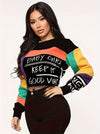 [Cozy Sweatshirt] Cozy Color Block Women's Sweatshirt - Long Sleeve Crew Neck For Fall & Winter