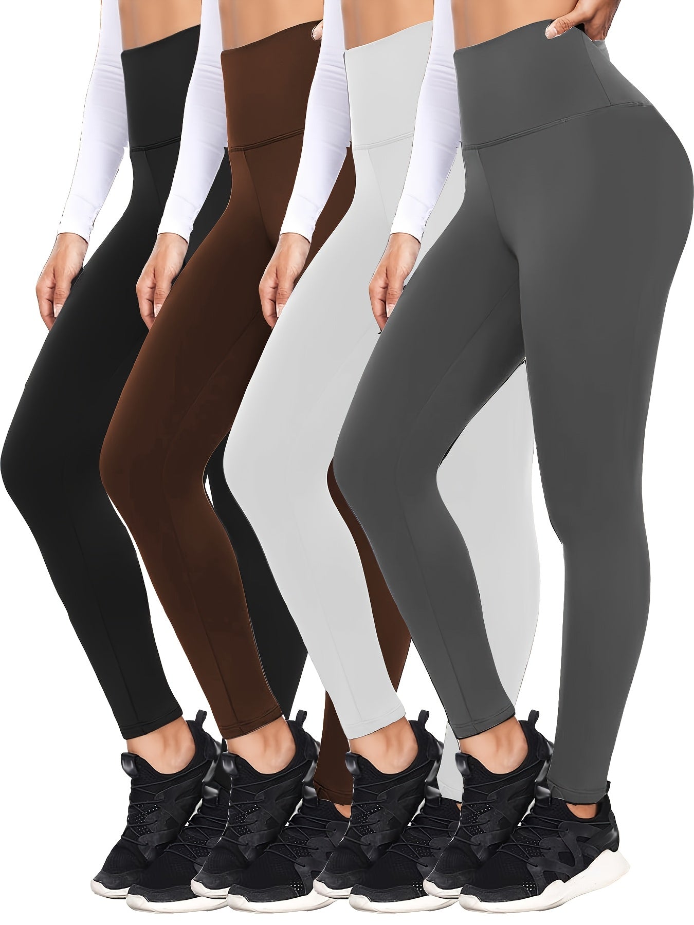 4pcs Set Of Soft And Elastic Women's High Waisted Tight Pants - Comfortable Fitness Yoga Pants, Suitable for Fitness, Exercise, And Daily Wear Casual Pants