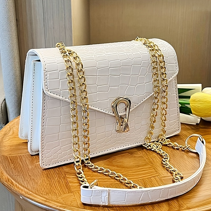 1 Women'S Fashion Rose Red Snake Pattern Crossbody Bag, Simple and Mature Style Handbag, Suitable for Daily Commuting and Holiday Parties