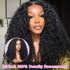 180% Density 4x4 HD Transparent Lace Front Wig - 40" Long Brazilian Virgin Human Hair #1B Afro Curly/Kinky Deep Wavy Wig with Tiny Knots, Glueless Pre-Cut & Pre-Plucked Baby Hair for Women of All Ethnicities, Natural Hairpiec