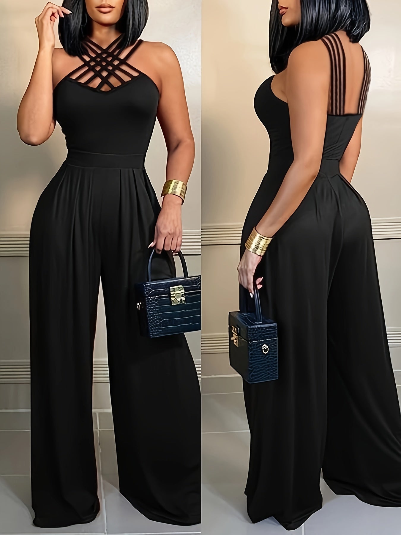 Women's Elegant High-Waisted Dress Pants – Tailored Fit, Solid Color, Soft Polyester Fabric, All-Season Trousers for Office & Formal Wear
