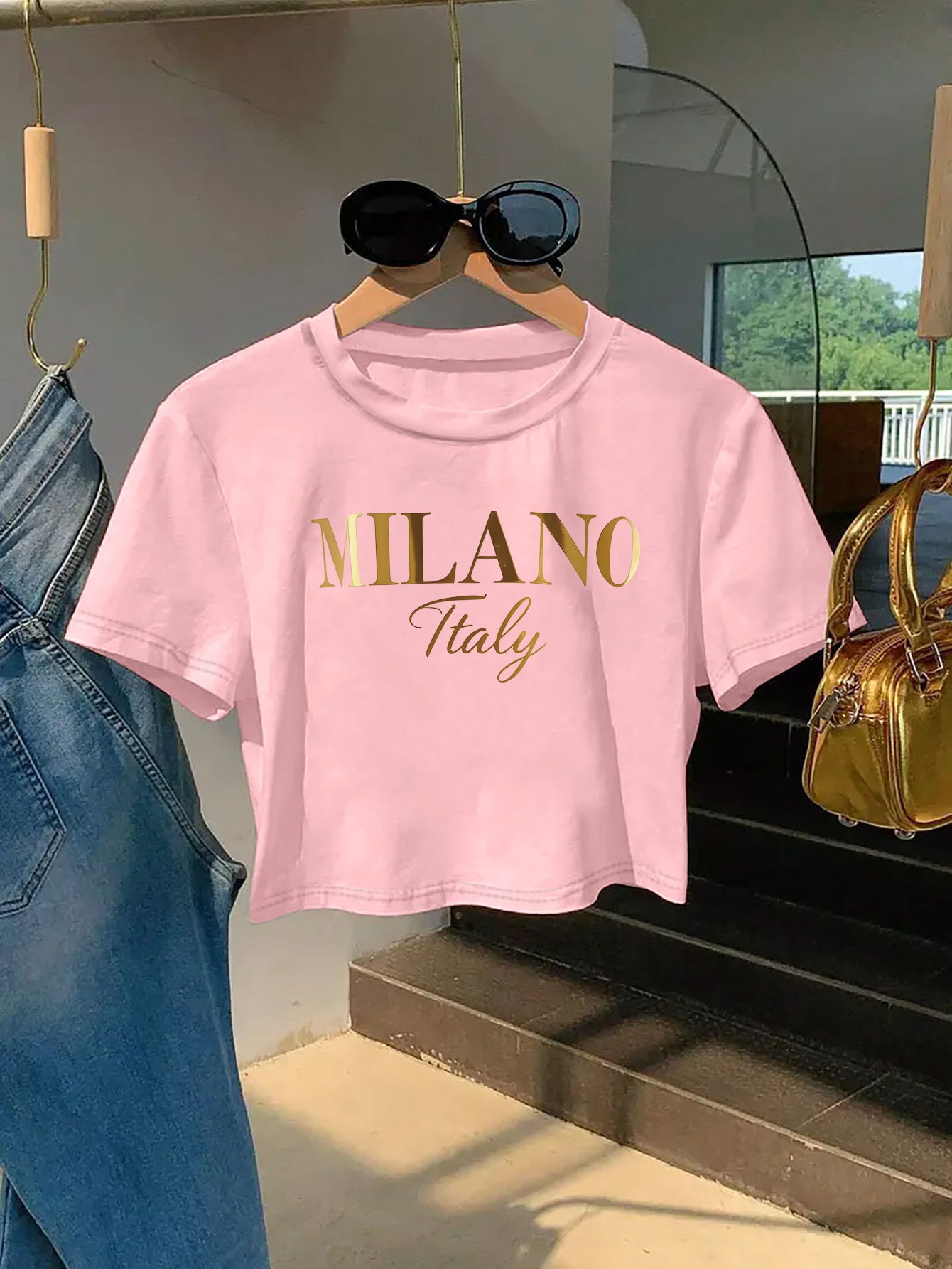 Milano Italy Graphic Tee for Women - Y2K Style, Soft & Comfortable Short Sleeve T-Shirt, Fashionable Letter Print Design, Perfect for Spring/Summer, Casual Wear Tee | Y2K Fashion | Soft Texture Tee