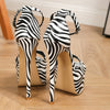 Women's Strappy Platform Sandals, Ultra High Heel Summer Party Dressy Shoes, Summer Zebra Print Nightclub Shoes