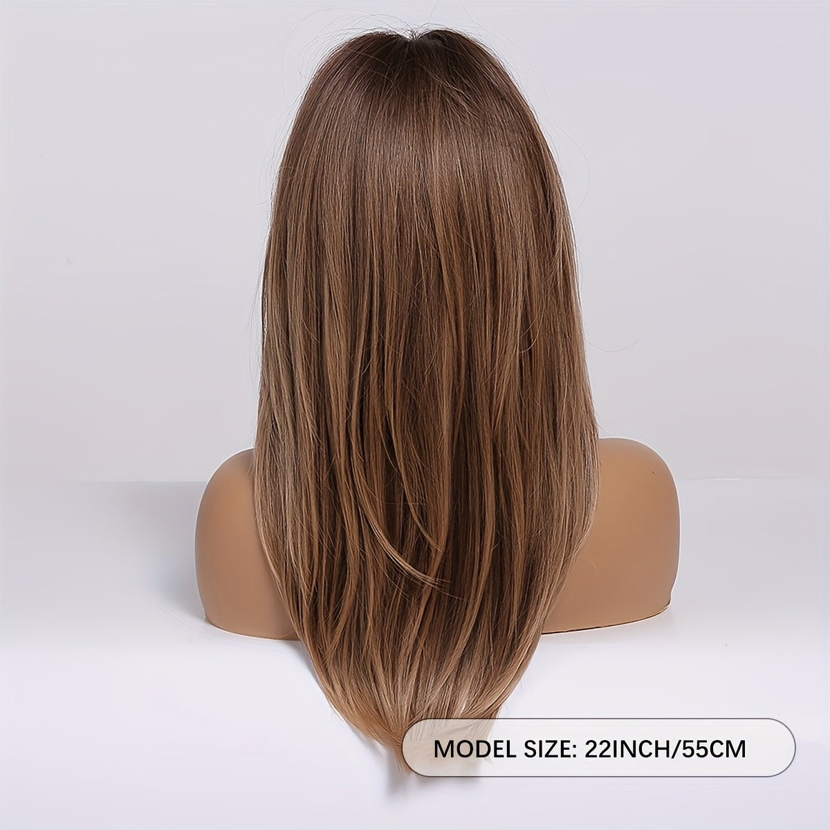 Chic Brown Layered Wig with Bangs - Short, Straight Synthetic Hair for Women, Matte Finish, High-Temperature Resistant, 150% Density, Rose Net Cap - Ideal Gift
