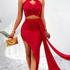 Ladies' Fashionable Sleeveless Red Dress with Crossback and Keyhole Neckline -  Summer Dress - For Women - Perfect for Parties & Events - Ideal Gift for Her