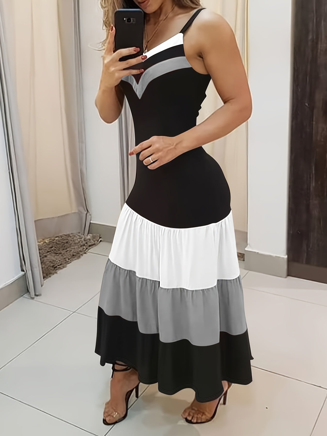 Color-Blocking Spaghetti Strap Dress