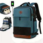 Airlines Approved Women'S Travel Backpack with Shoe Compartment, Casual Laptop Bag, Adjustable Strap, Zipper Closure, Polyester Lining, Solid Color, USB Powered - Multi-Color Options