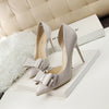 Women's Bowknot Decor Stiletto Heels - Fashion Point Toe Side Cutout Dress Pumps - Stylish Slip On Heels - For Women - Perfect for Parties & Evening Events - Ideal Gift for Her