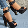 Women's fish mouth thick high heels platform. Beautiful satin European version of versatile travel, fashionable high thick heels for shopping