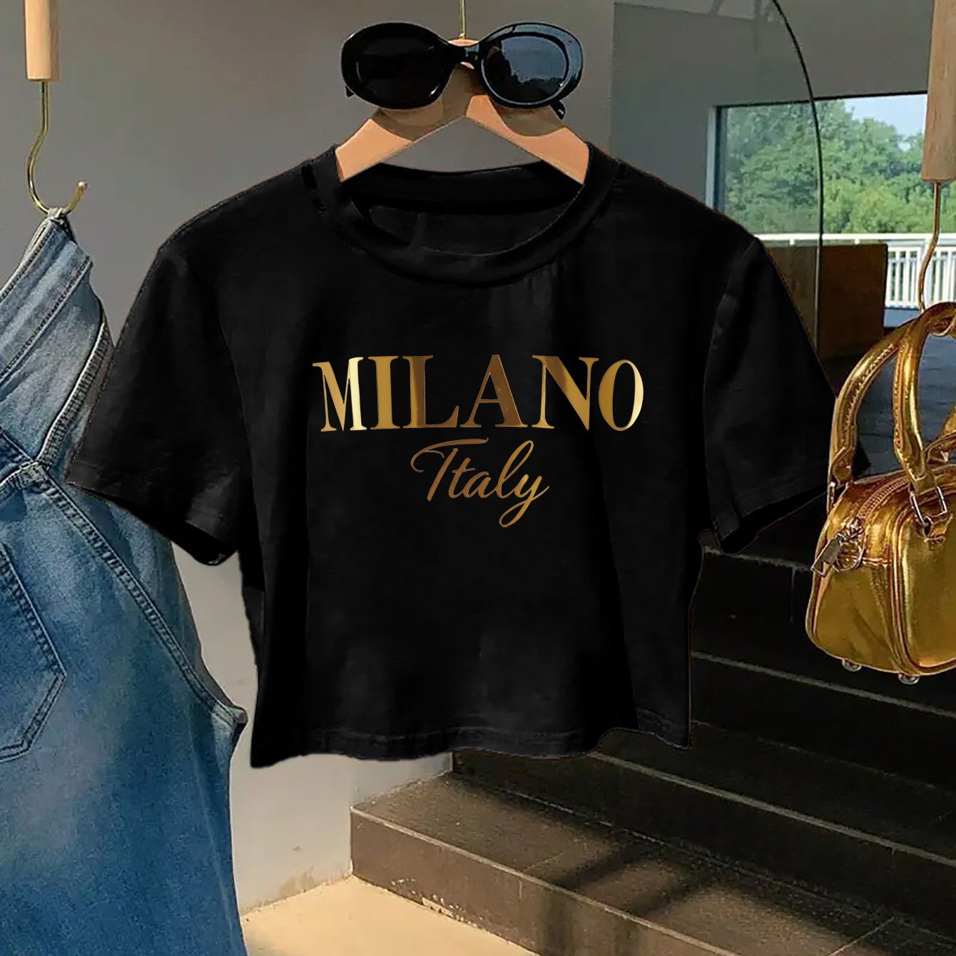 Milano Italy Graphic Tee for Women - Y2K Style, Soft & Comfortable Short Sleeve T-Shirt, Fashionable Letter Print Design, Perfect for Spring/Summer, Casual Wear Tee | Y2K Fashion | Soft Texture Tee