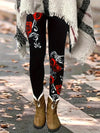 Floral Elegance & Comfort: Durable, Mid-Elastic Jegging-Leggings for Year-Round Style, Easy-Care Knit Fabric