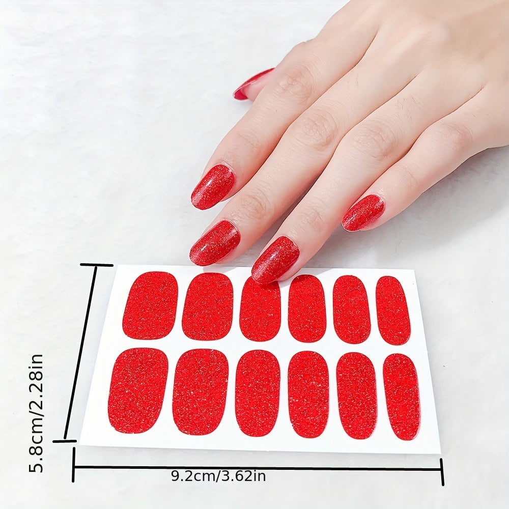 Glitter Nail Art Sticker Waterproof Full Stickers For Girls Women Sweet Cute DIY Nail Stickers Nail Accessories