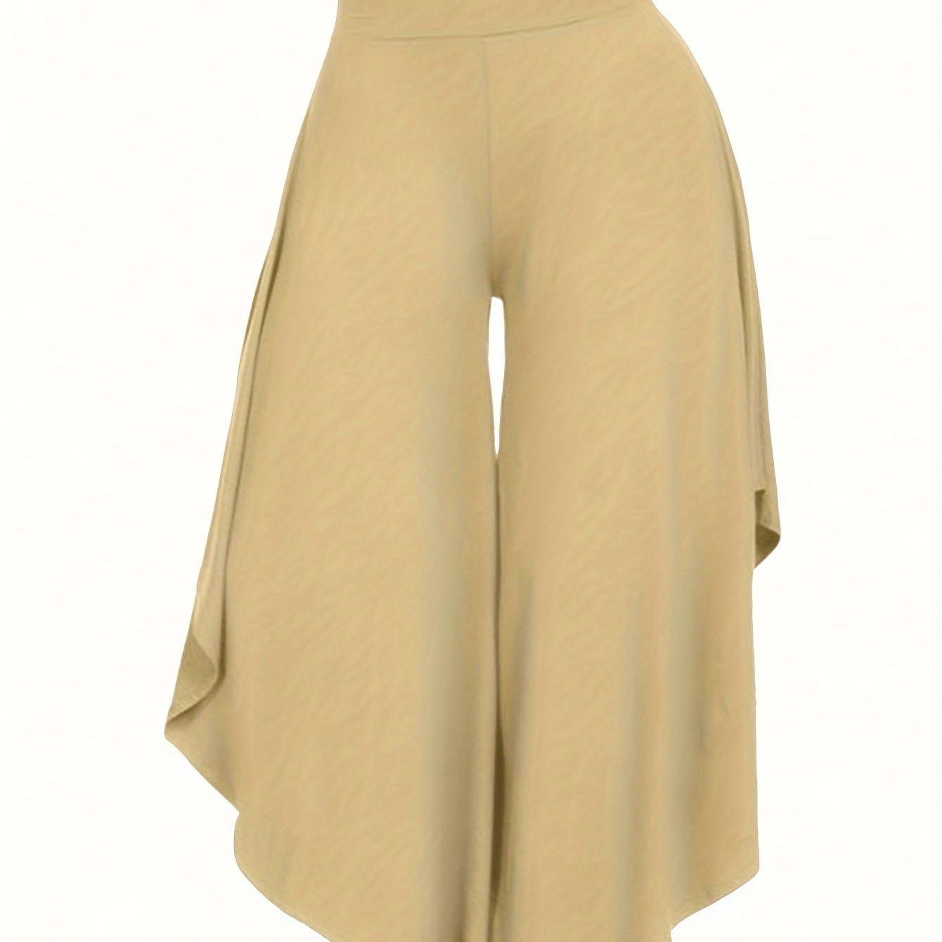 Solid Color Asymmetrical Wide-Leg Pants