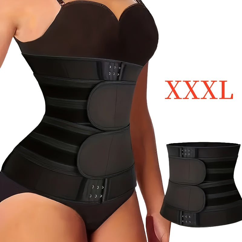 One Adjustable Size Waist Cincher Belt Black Buckle Double Waistband Shapewear