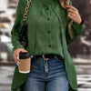 Solid Color Single Breasted Splicing Blouse, Elegant Long Sleeve Layered Blouse For Spring & Fall, Women's Clothing