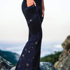 Plus Size Moon Print Flared Pants with Pockets, Casual Spring/Fall Women's Clothing