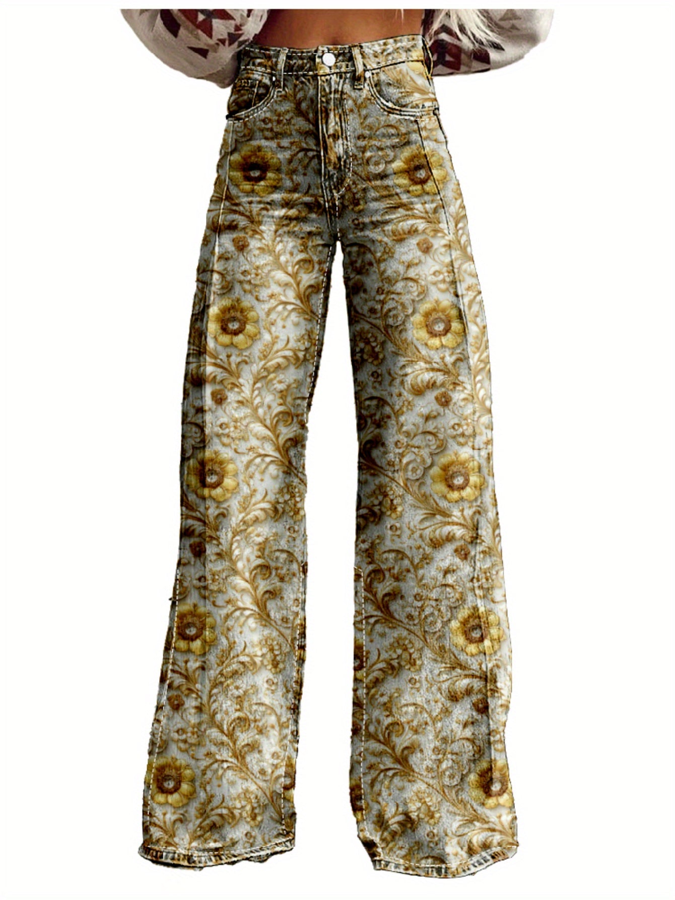 Y2K Women'S Pants Wide Leg Versatile Flared High Waisted Baggy Pants Abstract Geometry Element 3D Printed A Line Hanging Feel Casual Comfortable Loose Floor Length Pants Spring Autumn Polyester Hip Hop