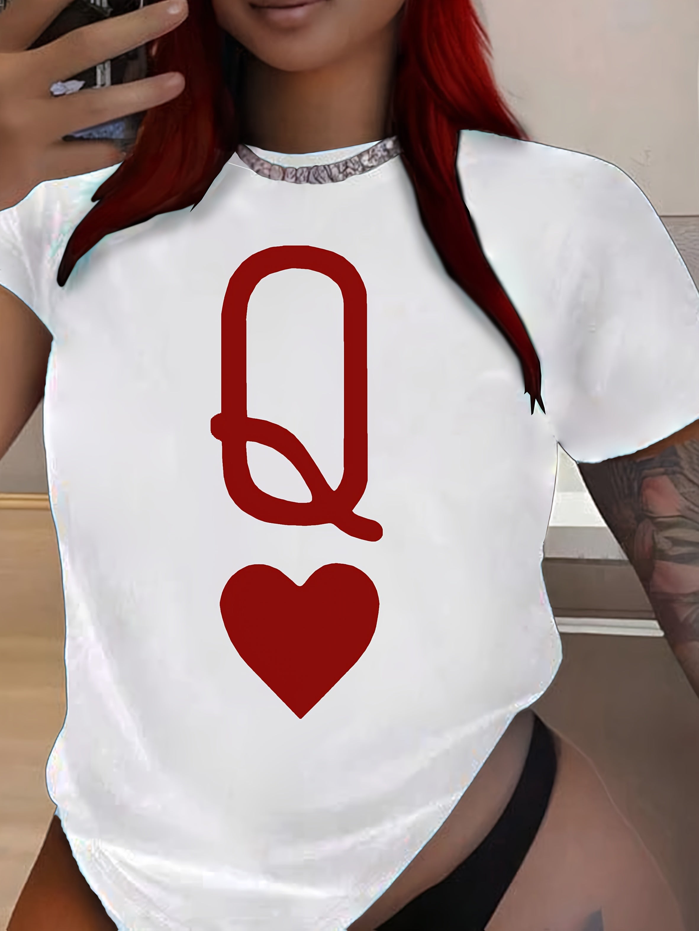 Love Q Queen Printed Short-Sleeved Round Neck T-Shirt for Women Spring And Summer