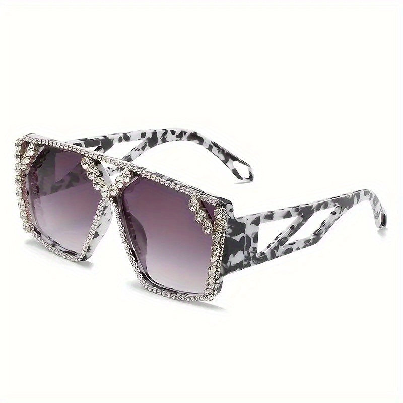 Women's Stylish Geometric Fashion Glasses with Crystal Rhinestones, Protection, Gradient Lens, Tortoiseshell Frame - Perfect Birthday Gift for Her, Stylish Glasses
