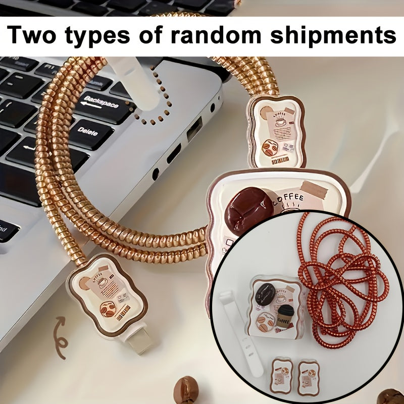 5pcs Simple Coffee for iPhone14promax Charger Protective Case Data Cable Protective Case for iPhone13/12/11 Charger Winder 18/20W Fast Charging Head Anti-Breakage Winder Boyfriend/Girlfriend Gift