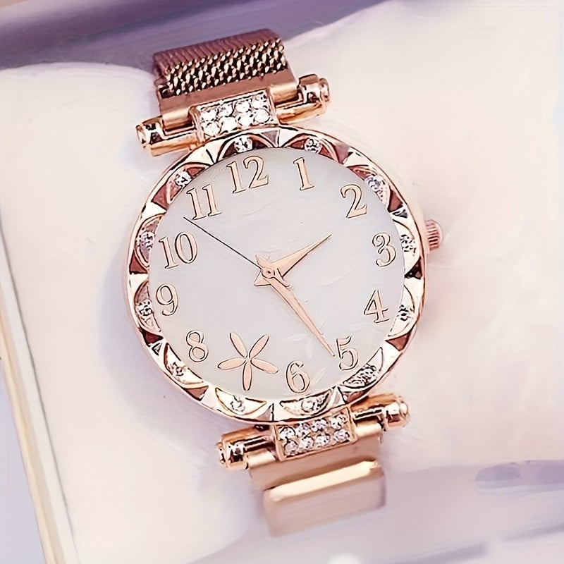 1 Women's Simple Casual Business Versatile College Style Quartz Watch Set + 1 Star Pendant Bracelet