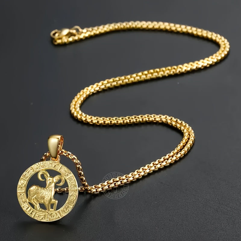 Women'S Men'S Pendant Necklaces 12 Horoscope Zodiac Sign Golden Aries Cancer Scorpio Aquarius Taurus Leo Gemini Virgo Libra Sagittarius Capricorn Pisces 12 Constellations Jewelry Gifts Perfect Birthday Christmas Valentine'S D