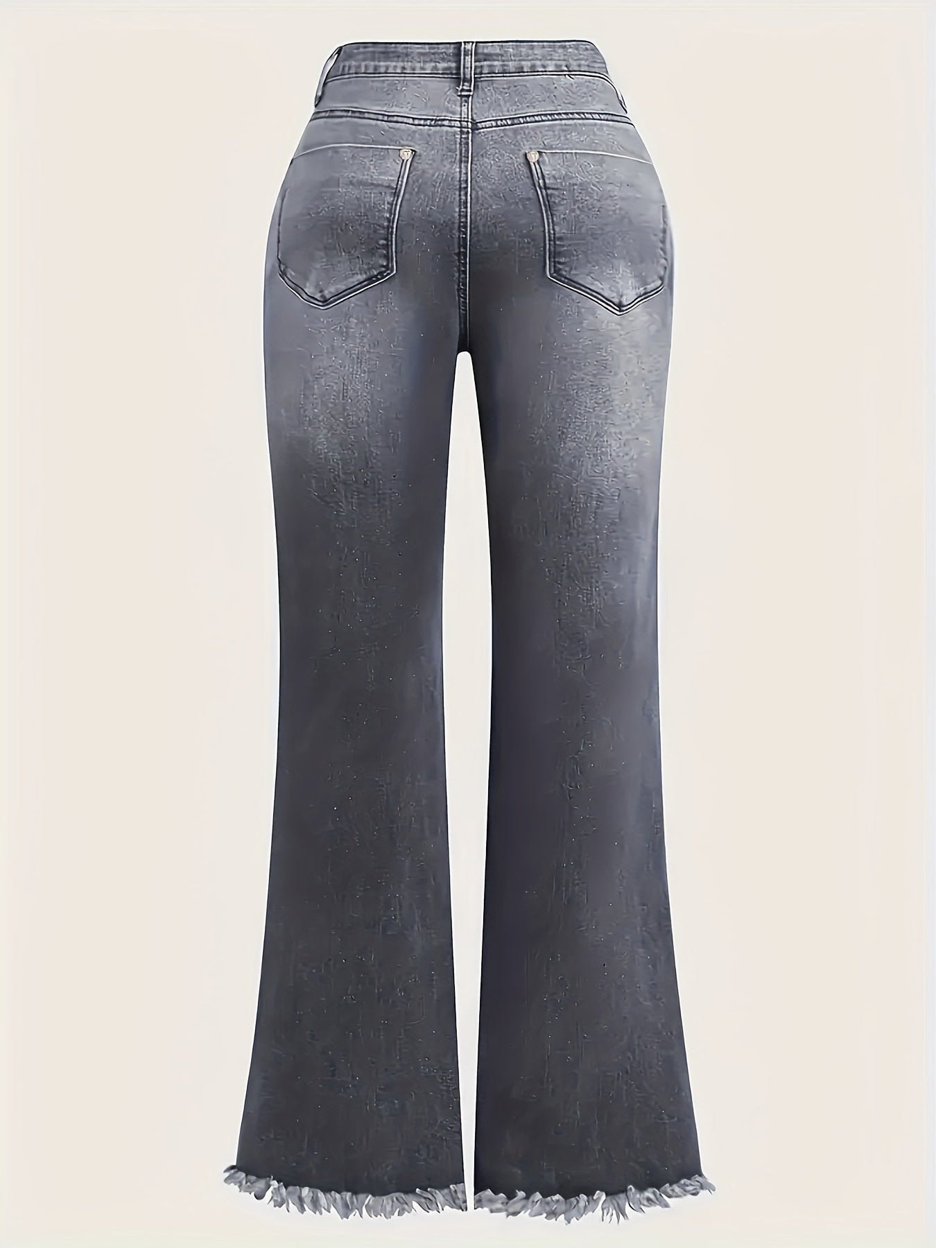 Vintage Floral Embroidered Denim Bell Bottom Jeans for Women - Medium Stretch Woven Fabric, All-Season Flare Pants