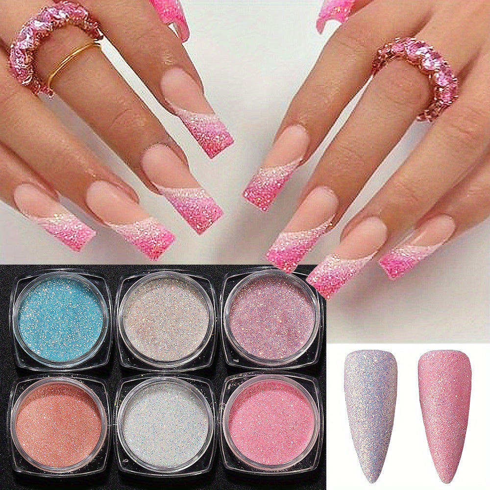 Glittery Rainbow Candy Nail Glitter Set - Ultra-Fine, Luminous Sugar Effect for Stunning Nail Art, Fragrance-Free, Ideal for Hands & Feet, Round Shape, Perfect for DIY Manicures, Nail Art Accessories