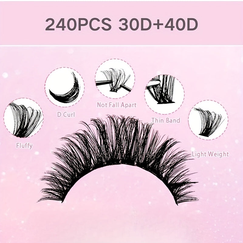 Lash Book Kit - Multi-Style Faux Mink Eyelashes, Natural & Fluffy Mix Length Individual Lashes With Tweezer, Bond & Seal, Remover, Comfortable Wear At Home For Beginner, Wispy, Dramatic Lashes Perfect Valentine'S Day Gifts