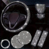 Bling Car Accessories For Women, Bling Steering Wheel Cover Bling Car Coasters Bling Set Seat Belt Shoulder Pads Ring Emblem Sticker Gear Shift Cover