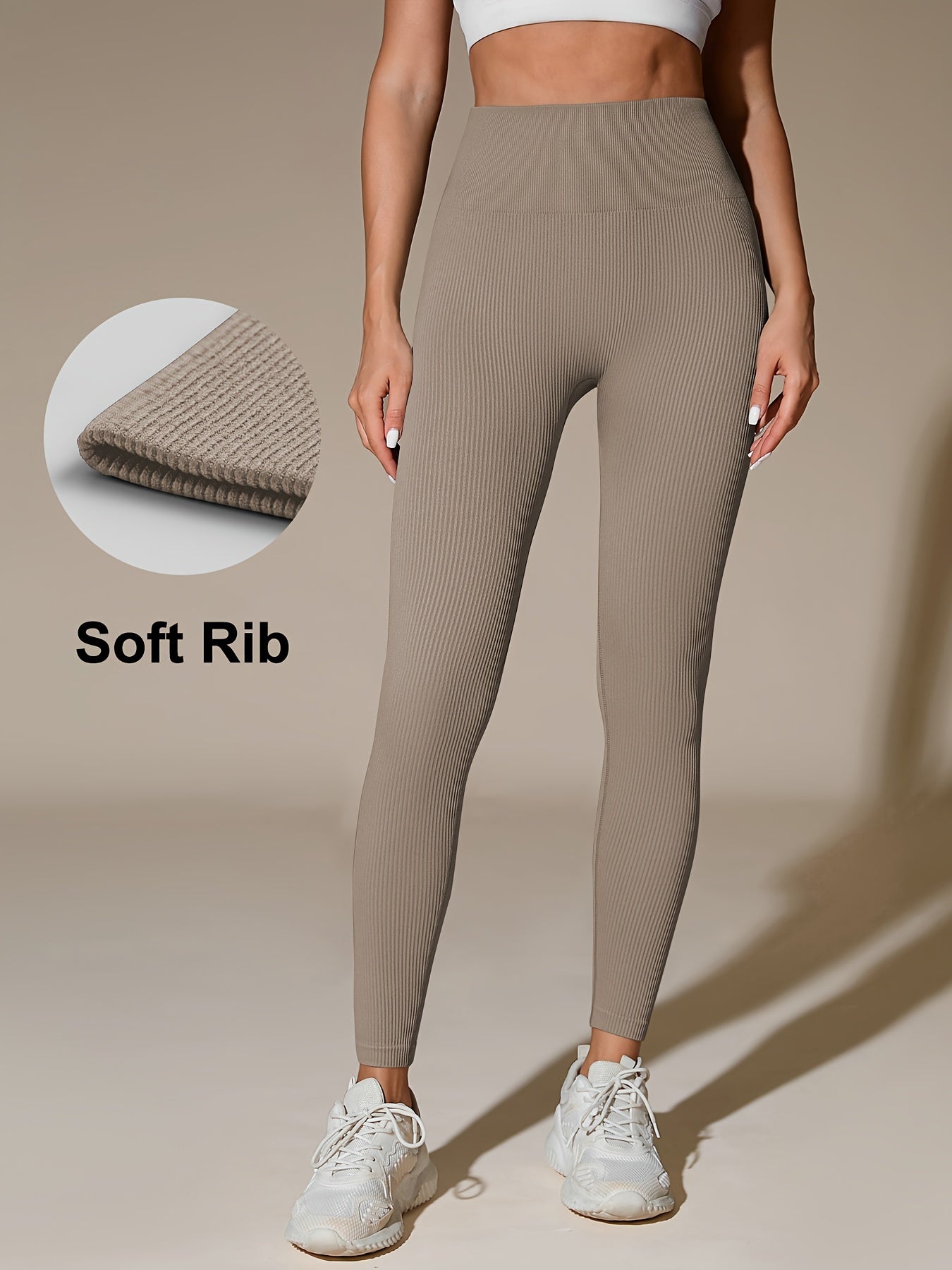 5-Pack Women'S High-Waisted Seamless Yoga Leggings, Thickened Nylon Knit, Solid Color, Stretchy, Non-Waterproof, Long Length, Basic Style with 366g/m² Inner Lining Weight for All Seasons