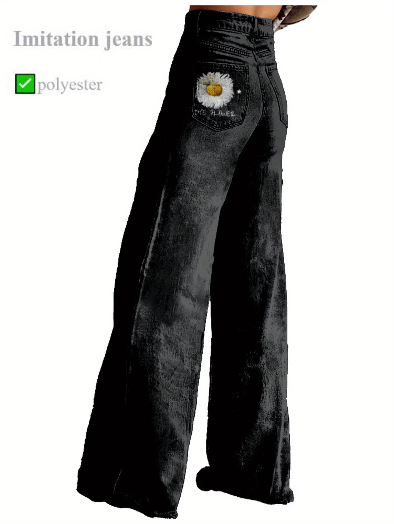 Imitation Jeans Wide Leg Versatile Flared High Waisted 3D Printed Women'S Baggy Pants Abstract Geometry Element A Line Hanging Feel Casual Comfortable Loose Floor Length Pants Spring Autumn Polyester Y2K