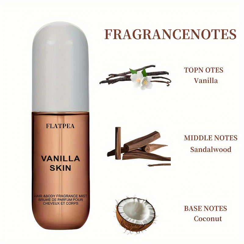 [Fresh Vanilla Perfume] Alcohol Free, Fresh Fragrance Vanilla Coconut Hair And Body Perfume Spray, 1.7oz Perfume - Very Suitable for Dating And Parties, Perfect Gift for Any Occasion, Valentine's Day Gift
