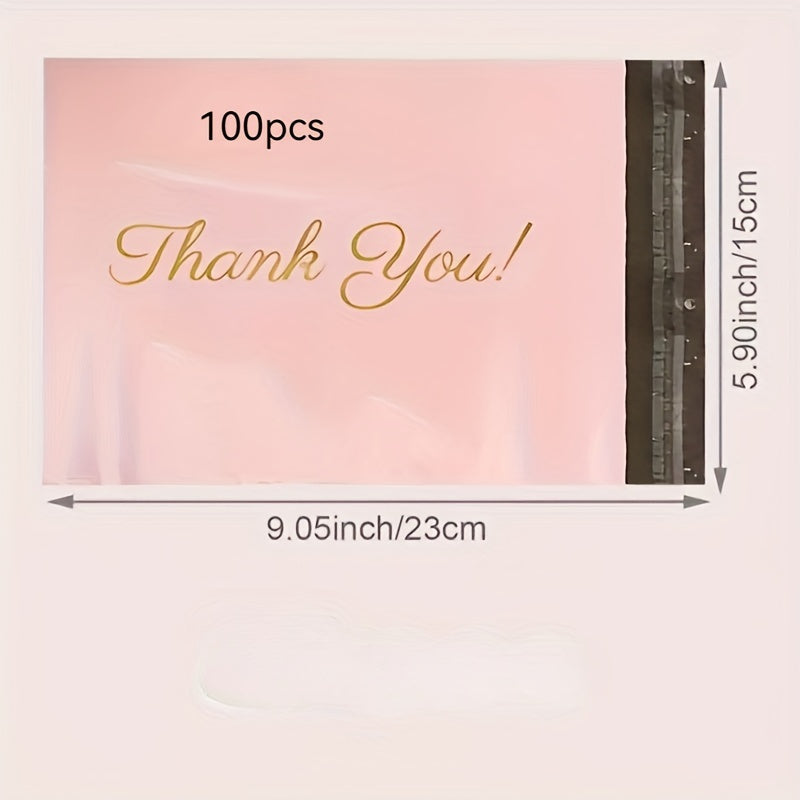 100pcs Pink Thick Waterproof Plastic Bags for Clothing & Packaging - Reusable, Uncoated