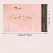 100pcs Pink Thick Waterproof Plastic Bags for Clothing & Packaging - Reusable, Uncoated
