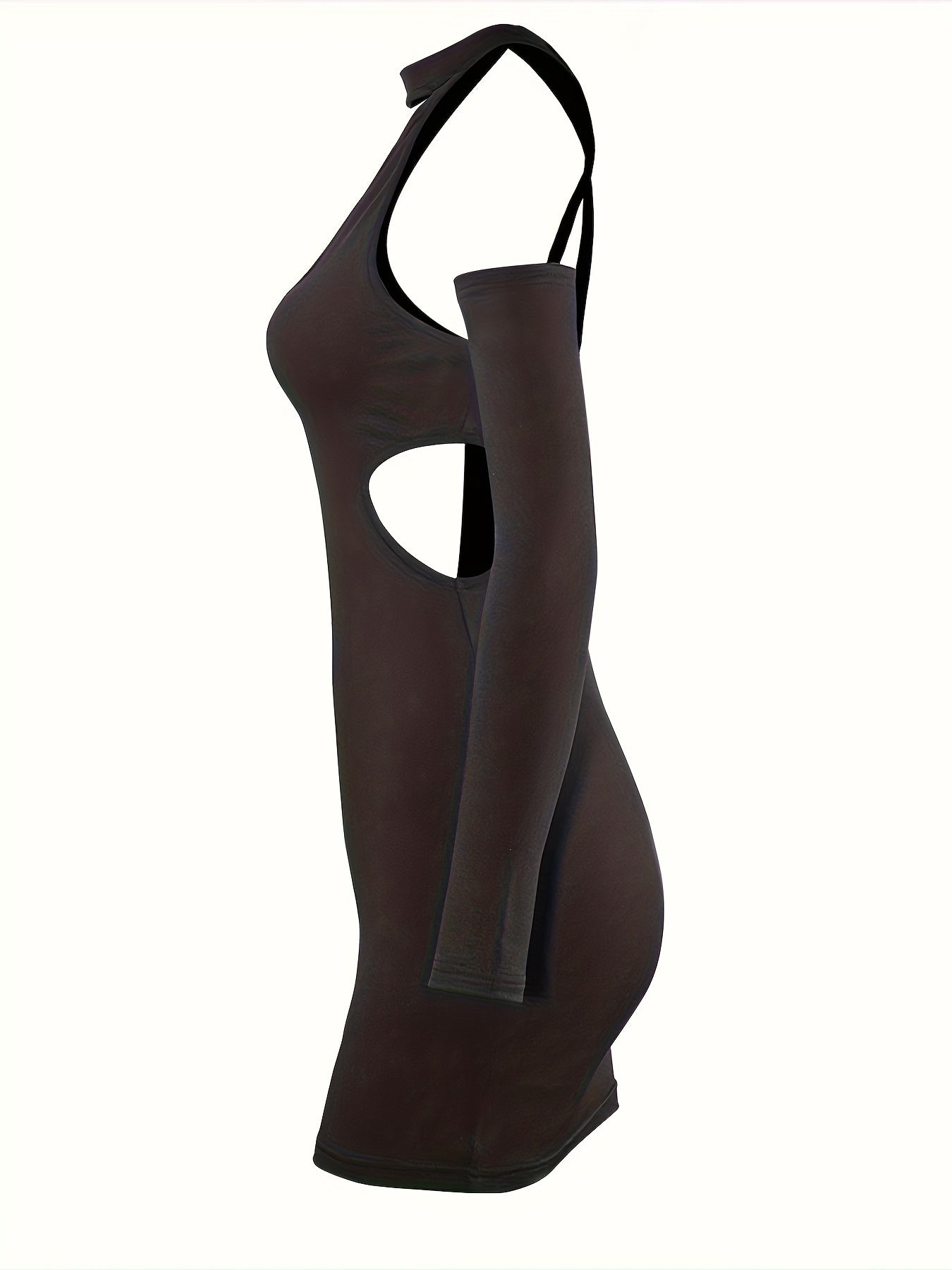 Cut Out Solid Bodycon Dress, Club Wear Backless Mini Dress, Women's Clothing