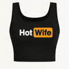 Women's "Hot Wife" Graphic Print Sleeveless Tank Top - Vibrant Red with Yellow Splash Design, Seamless Round Neck, Lightweight Breathable Fabric for Yoga & Casual Wear, Machine Washable Spring Summer Fall Top, Ladies Tank Top