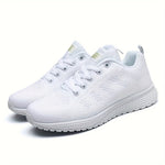 Women's Letter Graphic Lace-up Walking Shoes, Mesh Breathable Athletic Sneakers For Tennis Fitness Gym