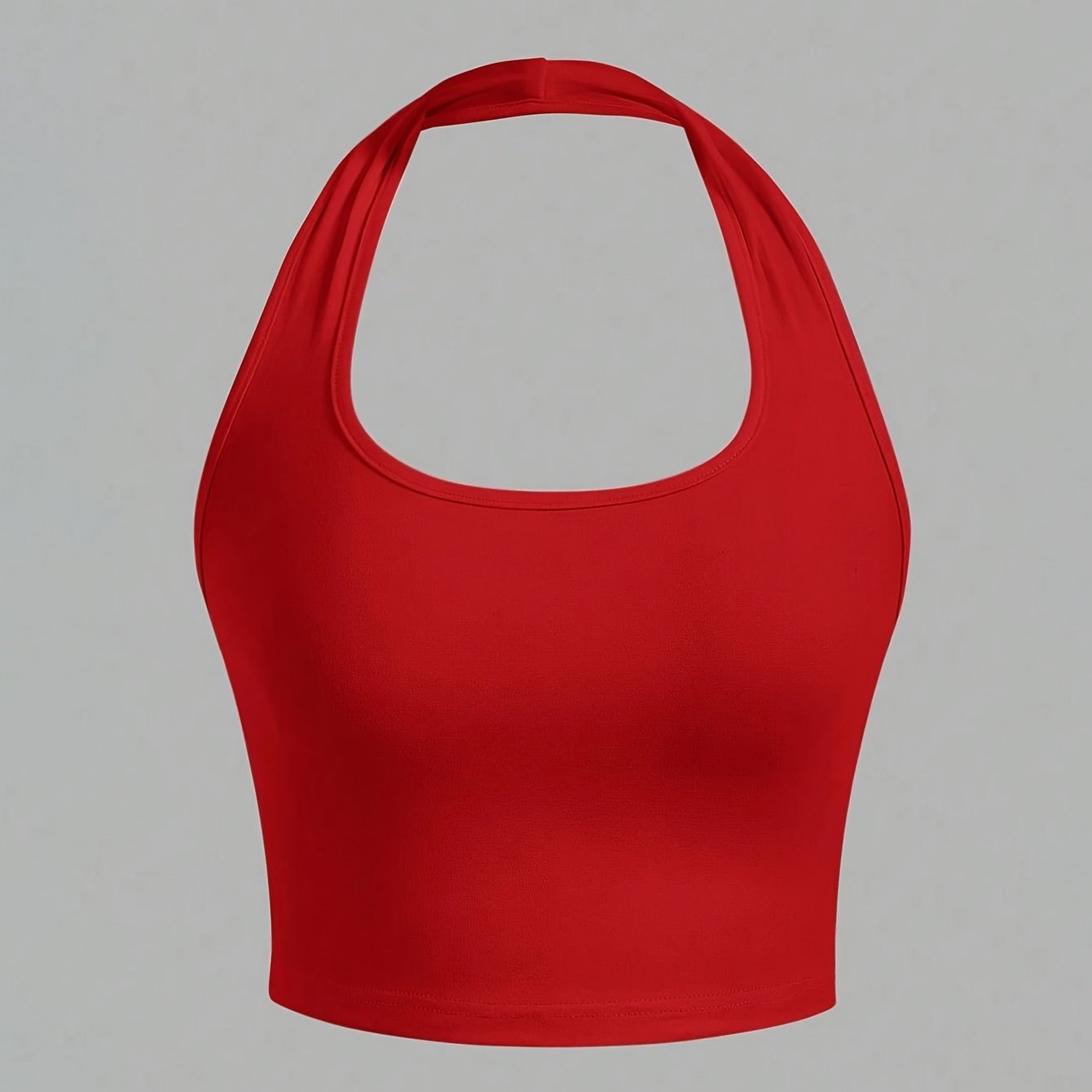 Women's White Halter Neck Sports Crop Top - Stretchy Breathable Backless Tank Top for Summer Workouts & Casual Wear, Machine Washable Sleeveless Shirt, Gym Apparel, Smooth Texture