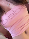 Sexy Off-Shoulder Rhinestone Letter Crop Top - High Waist, Slimming Summer Fashion for Women