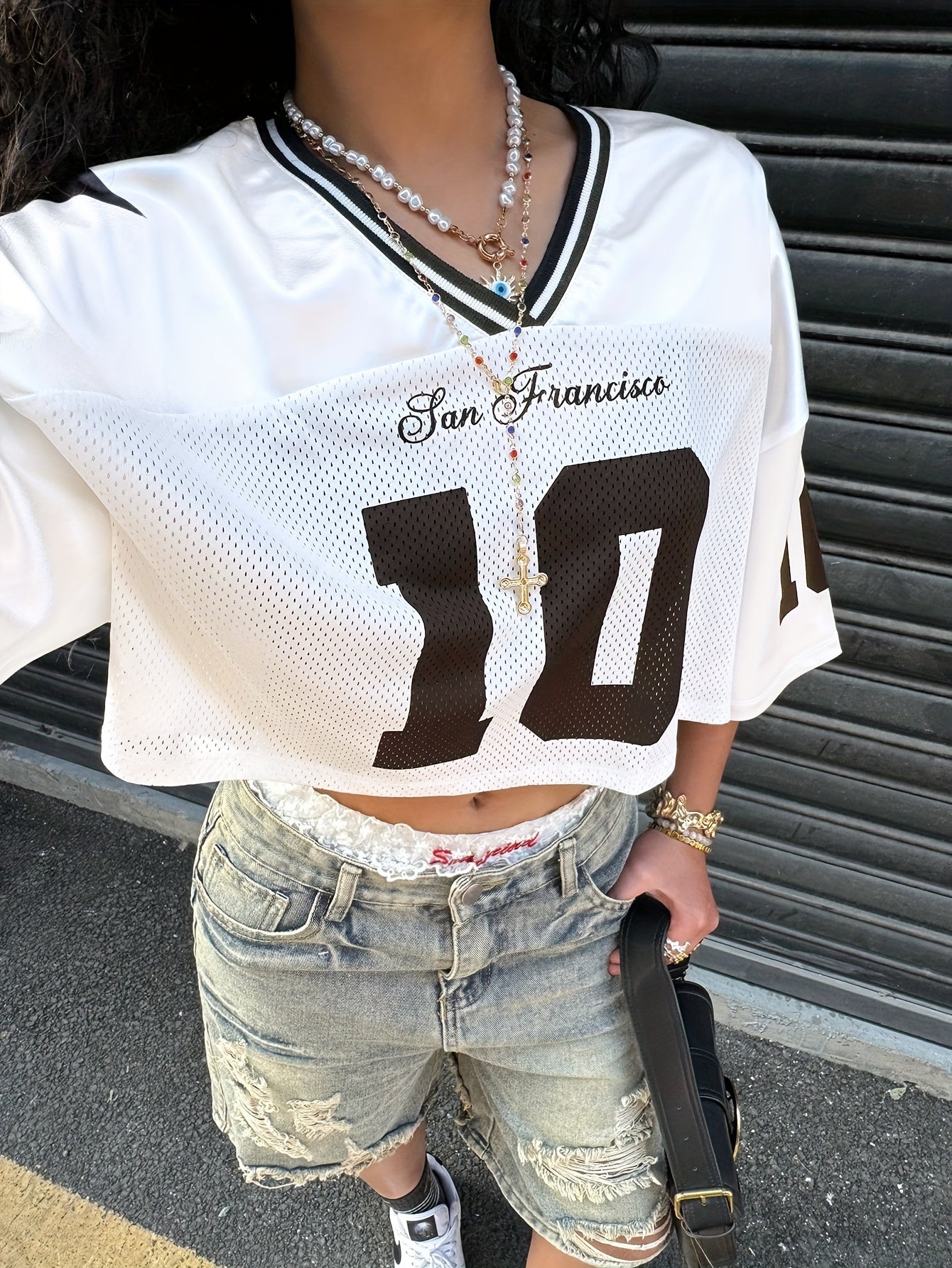 Y2K Women's Cropped Short Sleeve T-Shirt - 10 Graphic Print & 10 Lettering Design, Mid-Stretch Polyester Blend, Machine Washable, All-Season Casual Streetwear Top, Cute T Shirts