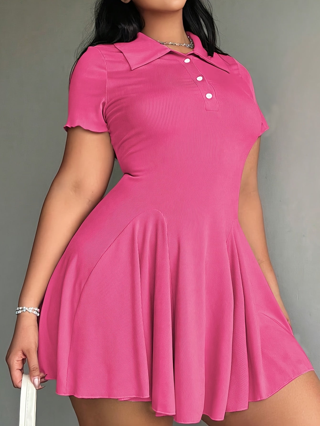 Women'S Casual Tennis Polo Dress - Short Sleeve, Button-Up Collar, Ribbed Texture, Knee-Length with Paddles, Beige, Casual Wear|Short Sleeve Dress|Buttonup Collar Dress