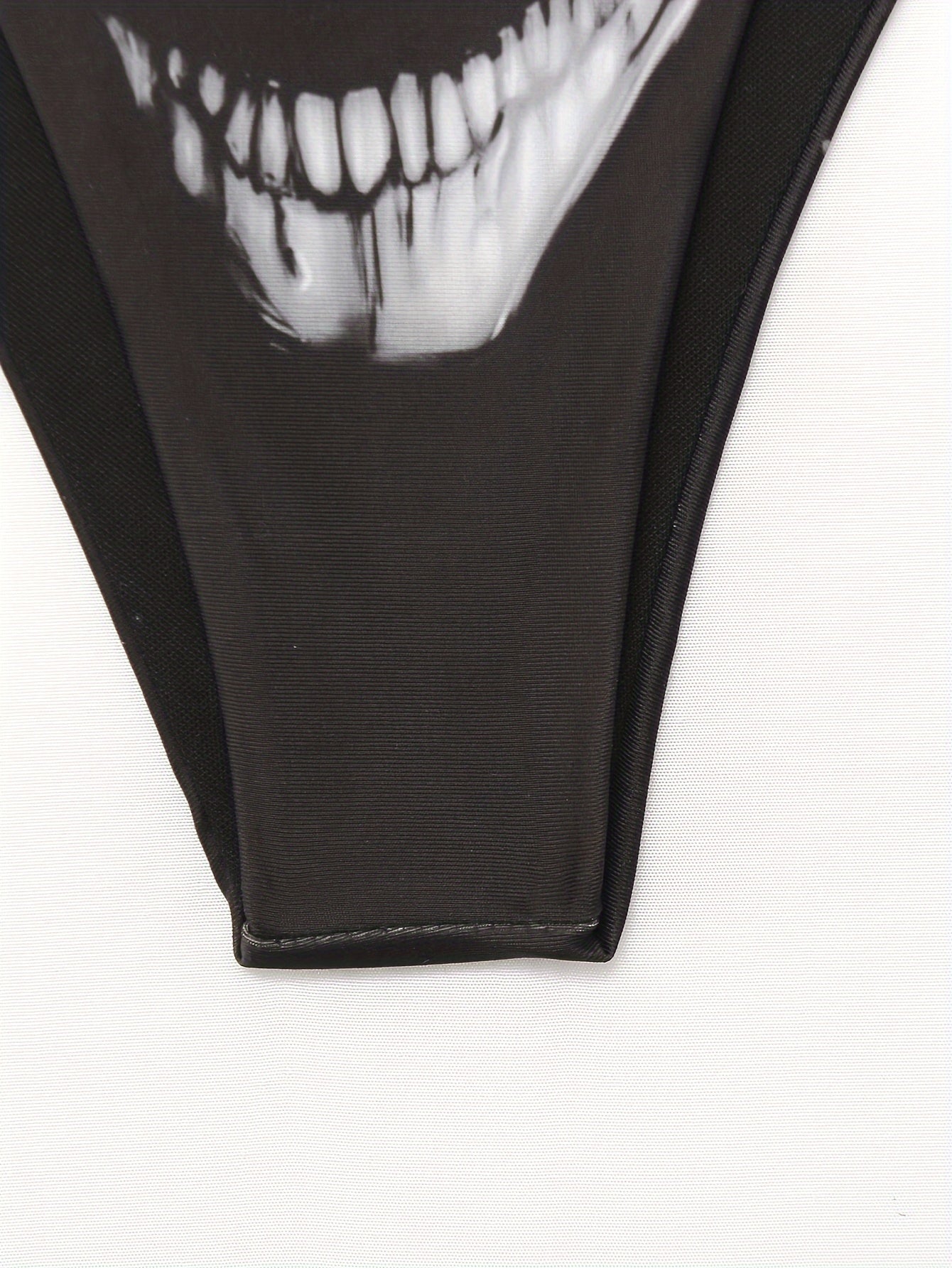 Halloween Gothic Skull Halter Bikini - Knit Fabric, High-Stretch, Non-Sheer Swimwear Set