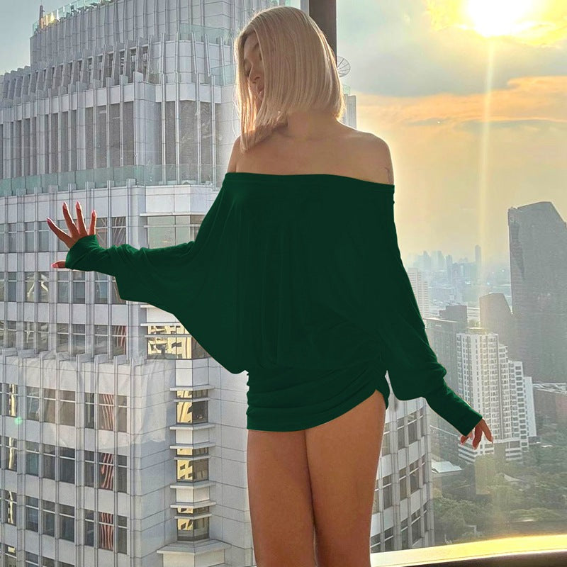 One Shoulder Slim Fit Hip Hugging Long Sleeved Short Dress