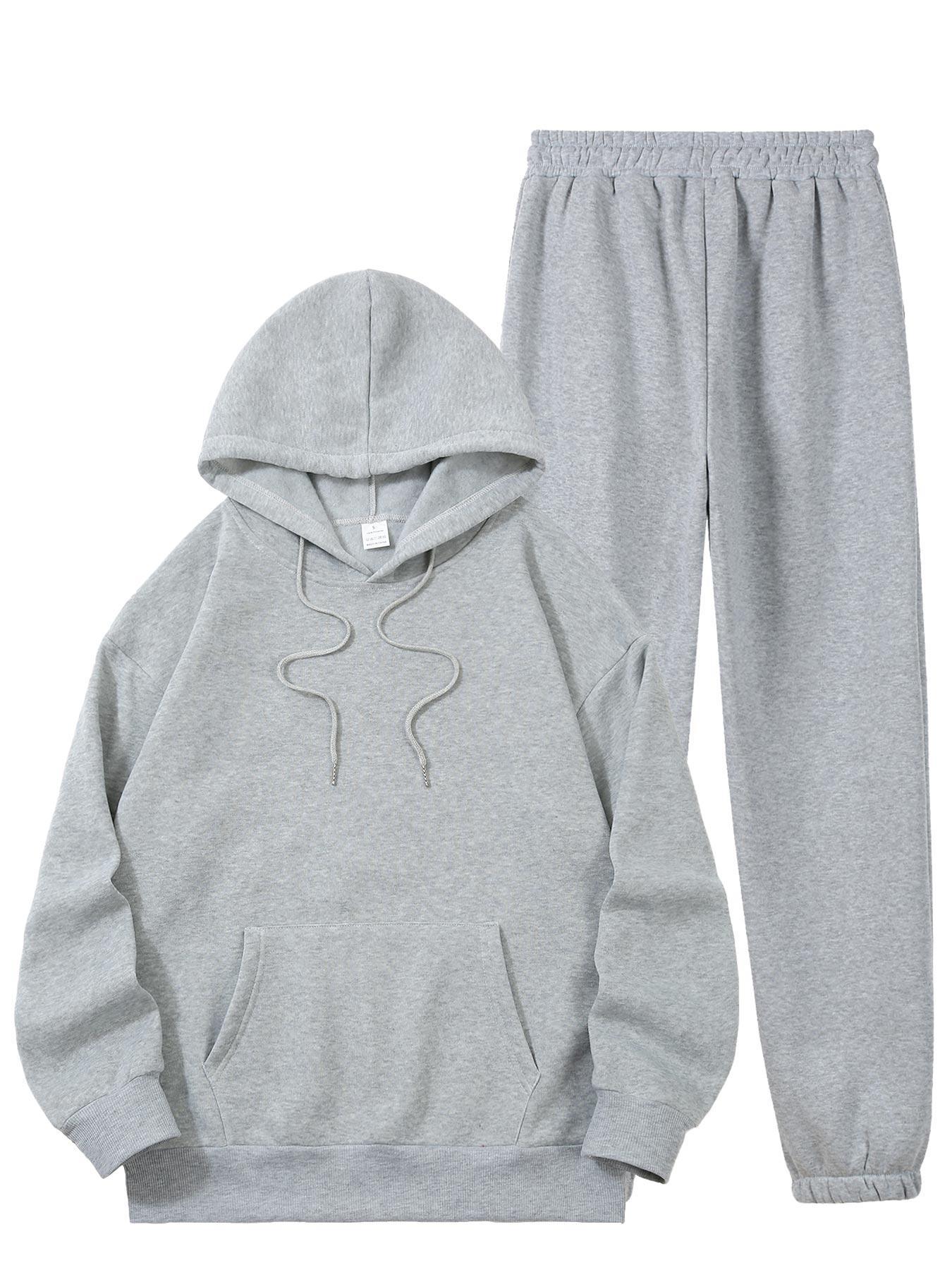No Worries GOD Got Me Printed Women's Casual Sports Set, Sports Kangaroo Pocket Hoodie Set, Women's 2pcs Warm Set