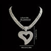 Valentine's Day Heart Pendant Necklace - Bling Bling Y2K Style Cuban Chain with Inlaid Rhinestones, Punk Rock Inspired Jewelry for Lovers, Cracking Heart-Shaped Pendant, Perfect Gift for Him/Her