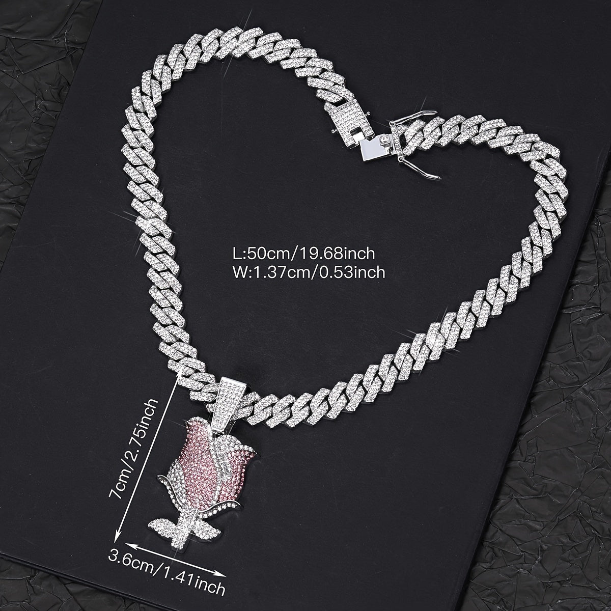 Elegant Sexy Rose Pendant Necklace with Synthetic Stones - Zinc Alloy & Rhinestones, No Plating - Ideal for Daily Wear & Gifting, Perfect for Christmas - All Seasons Compatible