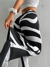 Elegant High-Waist Zebra Print Flare Pants for Women - Stretchy Polyester Bell Bottoms with Slim Fit, Machine Washable, Perfect for All Seasons
