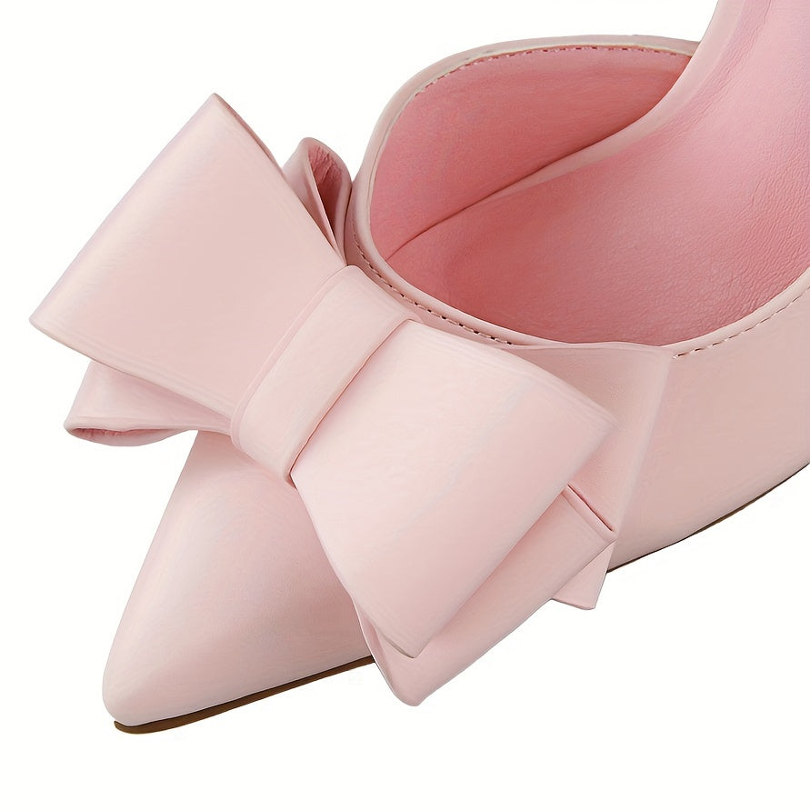 Women's Bowknot Decor Stiletto Heels - Fashion Point Toe Side Cutout Dress Pumps - Stylish Slip On Heels - For Women - Perfect for Parties & Evening Events - Ideal Gift for Her
