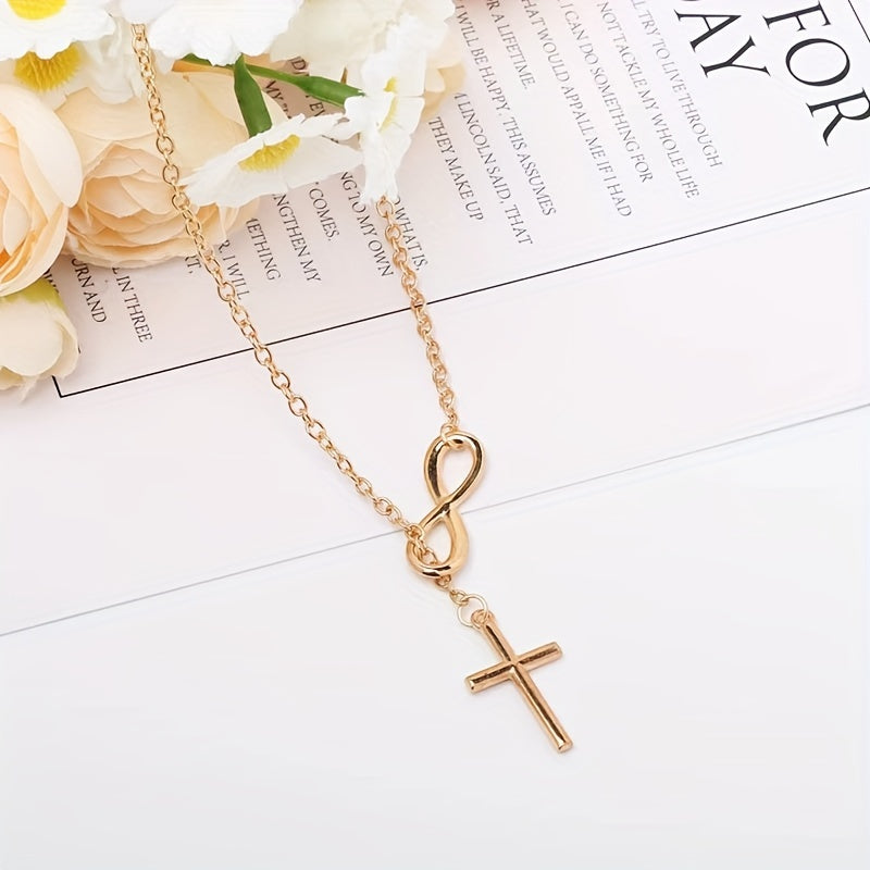 Minimalist Lucky 8-character Cross Short Necklace Jewelry